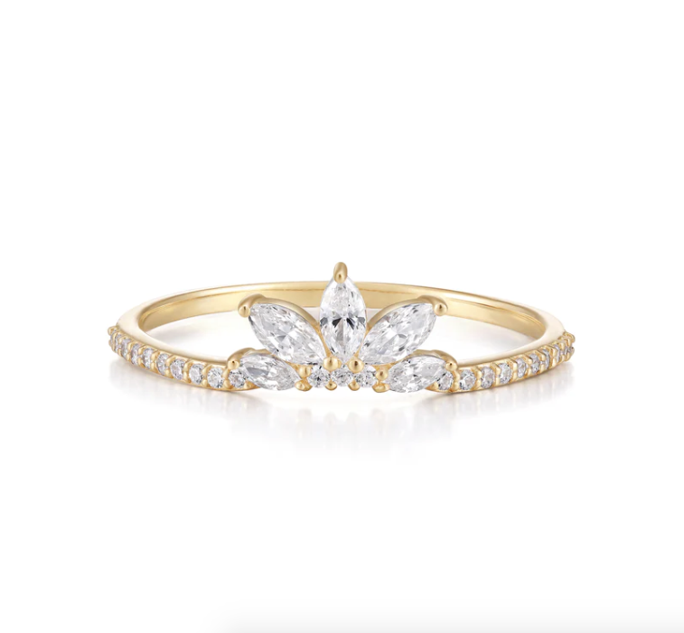 Valentina Finger Ring with GENUINE DIAMONDS in Yellow Gold