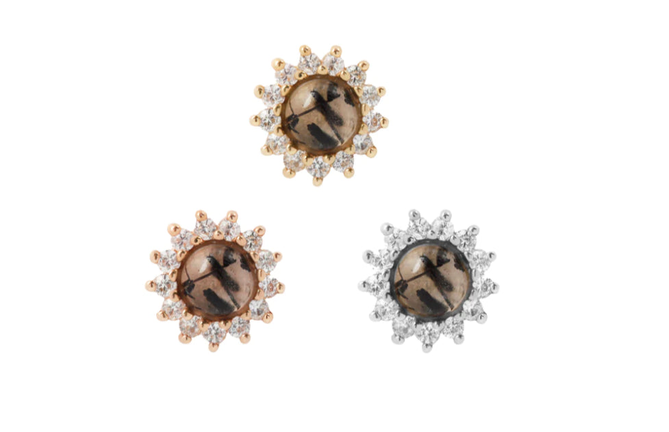 Delphine w/ Tourmalated Quartz & White Sapphire