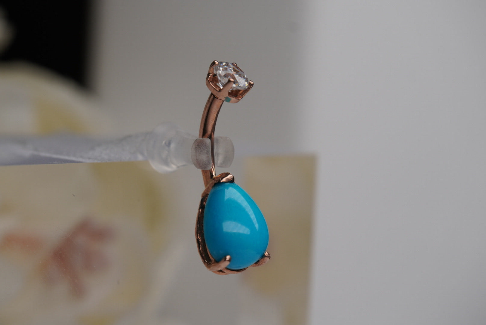 Prong Turquoise in Rose Gold Navel
