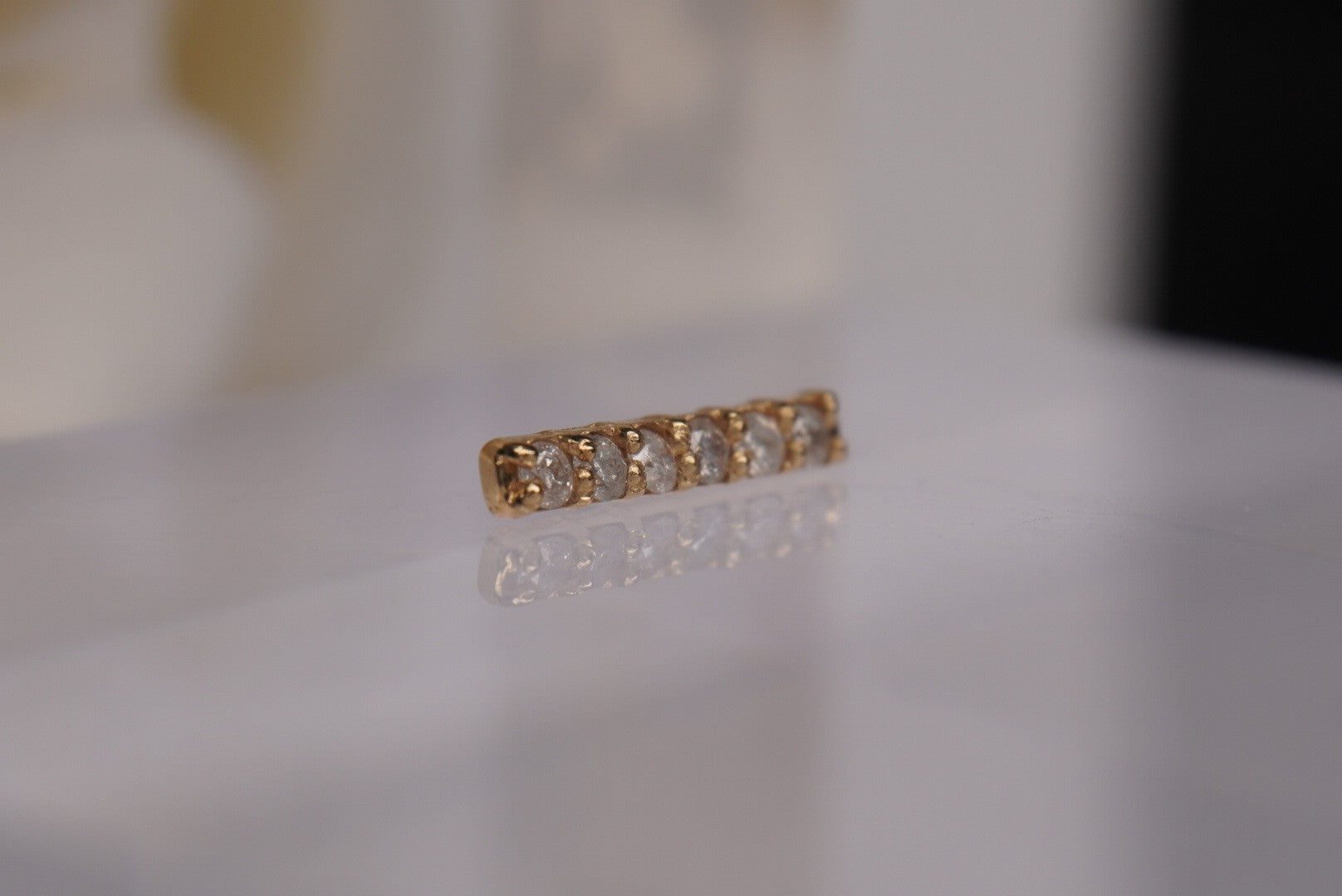 Rail Pin in Yellow Gold- Genuine Diamonds