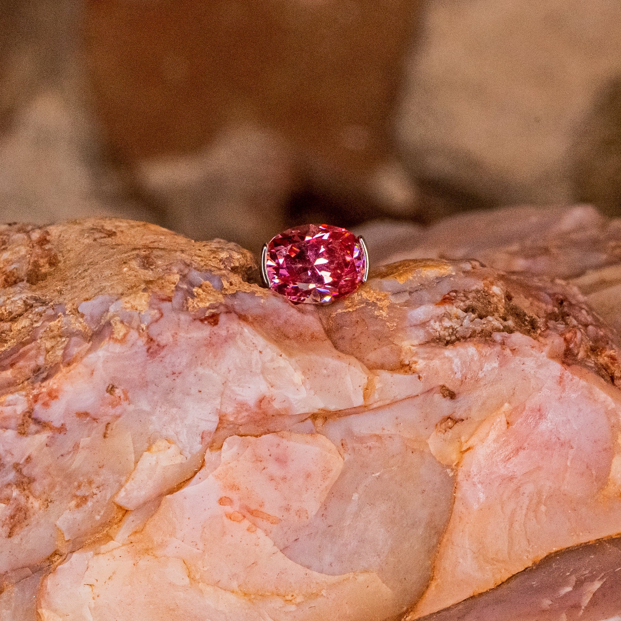 2-Prong Special Pink Oval Crystal- 12/14g