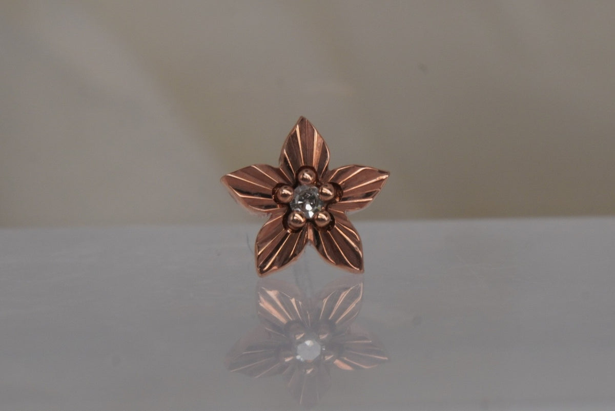 Buddha Jewelry 14k Gold "Lula" with a GENUINE Diamond - THREADLESS rose gold