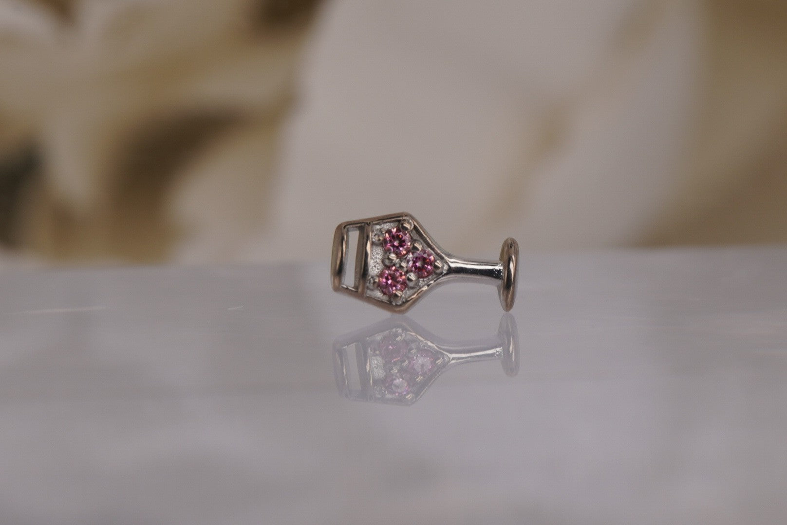 Wine Glass with Pink Crystals