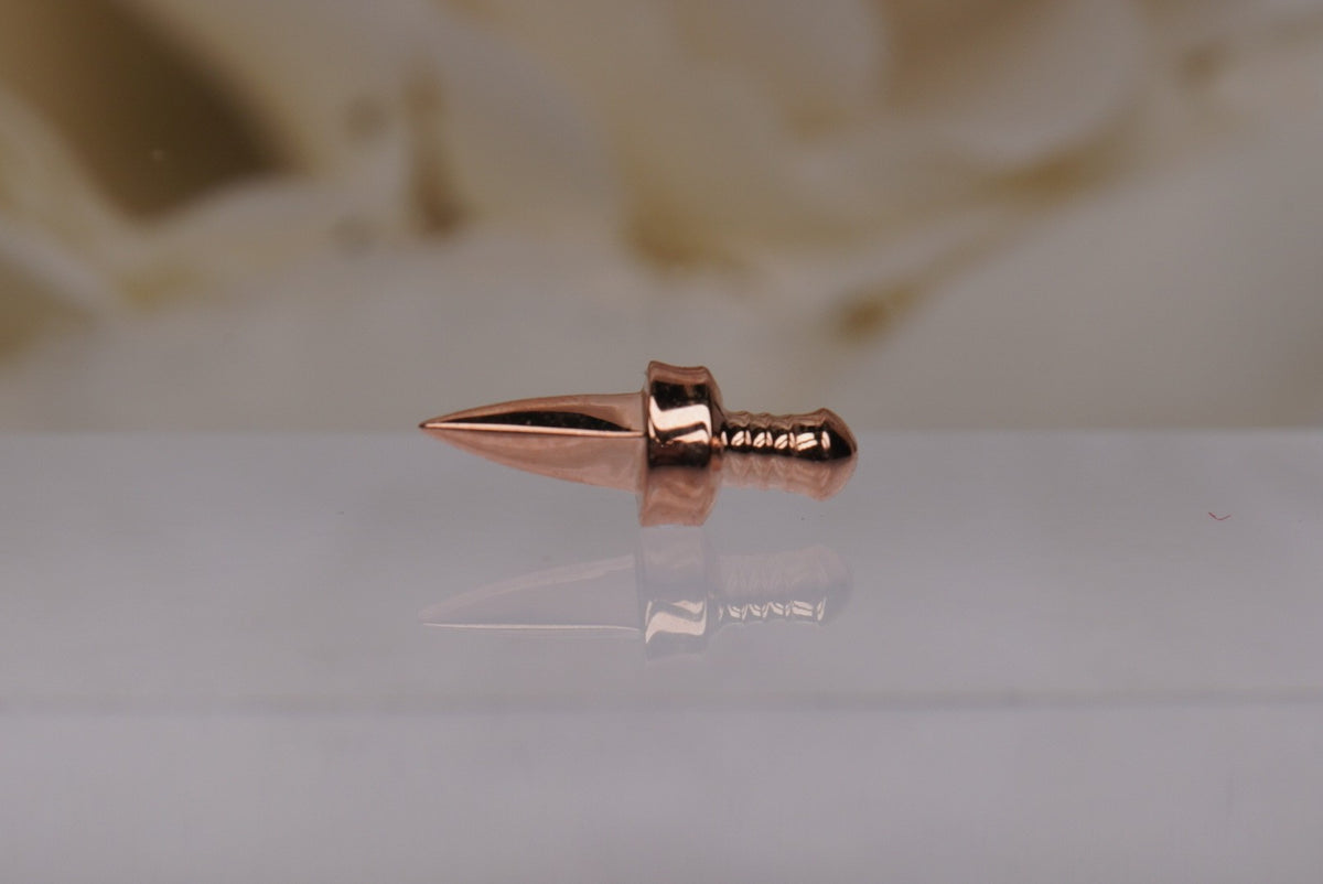 Tether 14k "Arya." Threadless Yellow gold white gold rose gold dagger