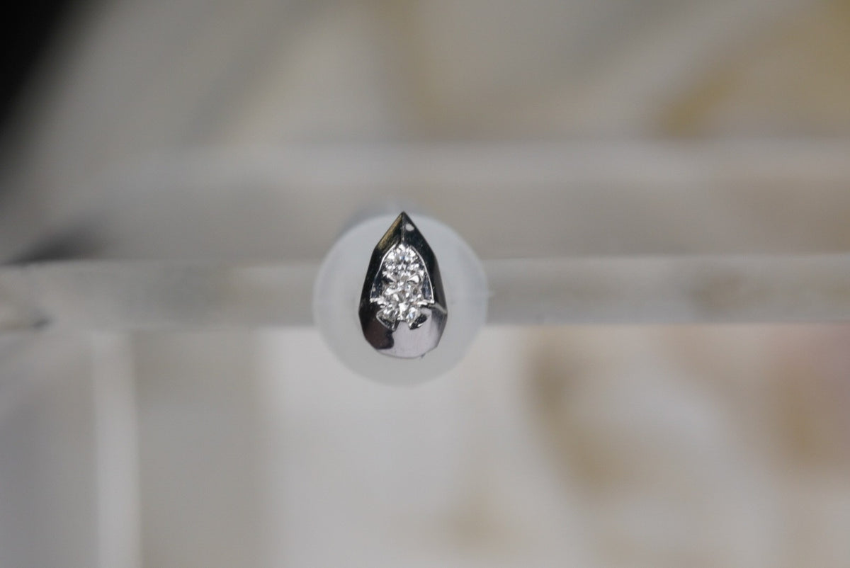 Tether 14k "Hydro Gem" with 2 GENUINE diamonds Threadless Yellow gold white gold rose gold