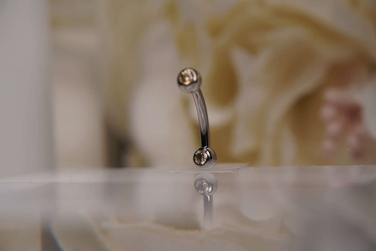 2-Gem Curved Barbell champagne