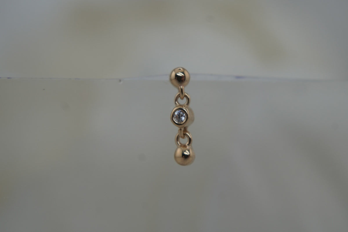 Ember 14k "Midtown" threadless in yellow gold white gold rose gold white crystals dangle
