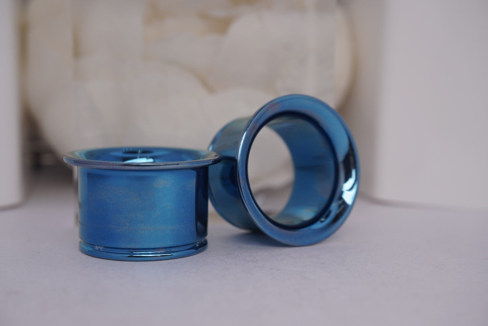 7/8" Single Flair Light Blue Eyelets in Titanium