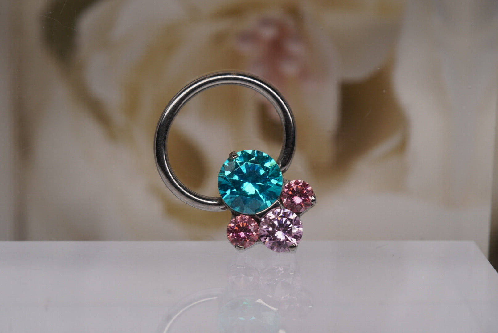 Caeli Captive Bead with Mint Green & Pink Swarovski Crystals- Large
