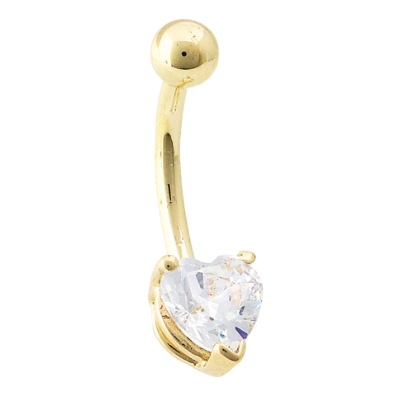 6mm Heart Navel in Yellow Gold