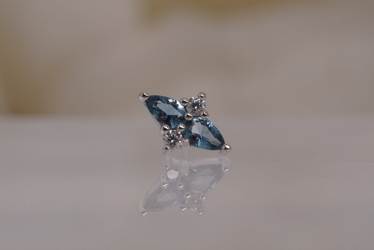 Buddha Jewelry Organics 14k 8x5mm "Ethereal" with London Blue Topaz & Crystals in white gold