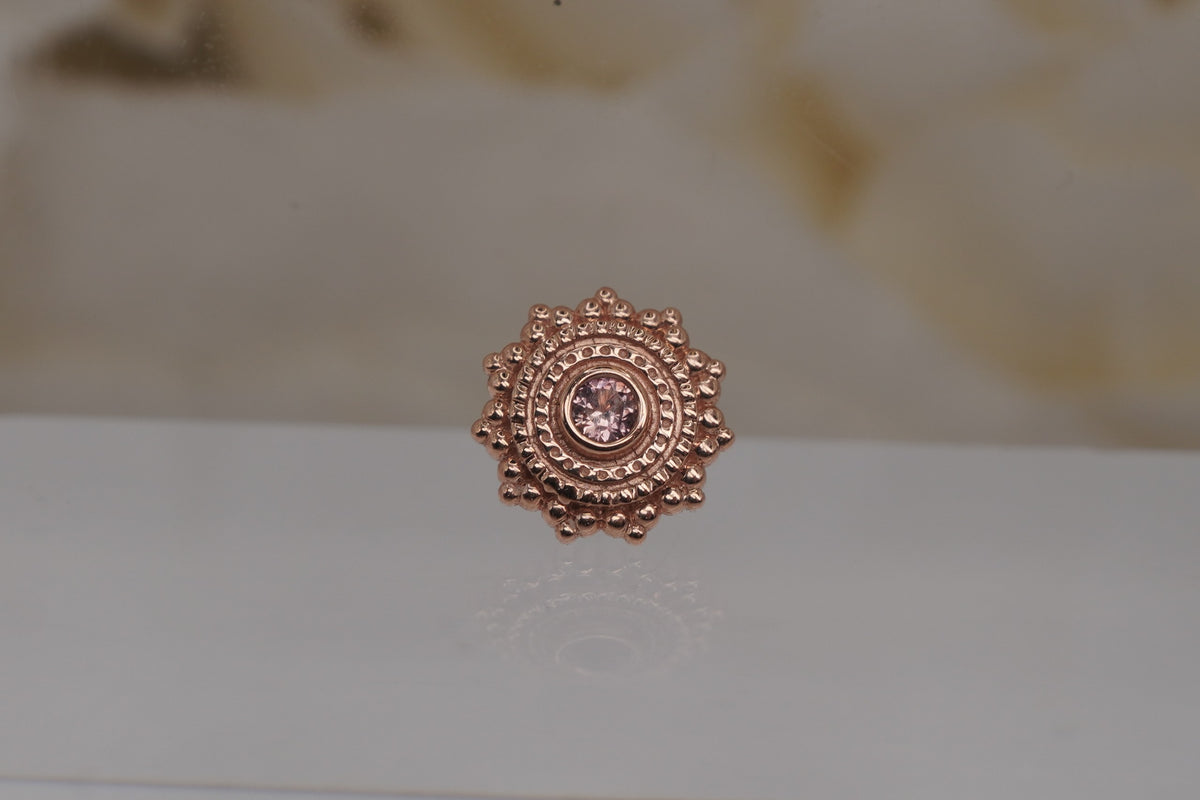 BVLA Round Afghan Rose Gold with Chatam Lab Created Champagne Sapphire