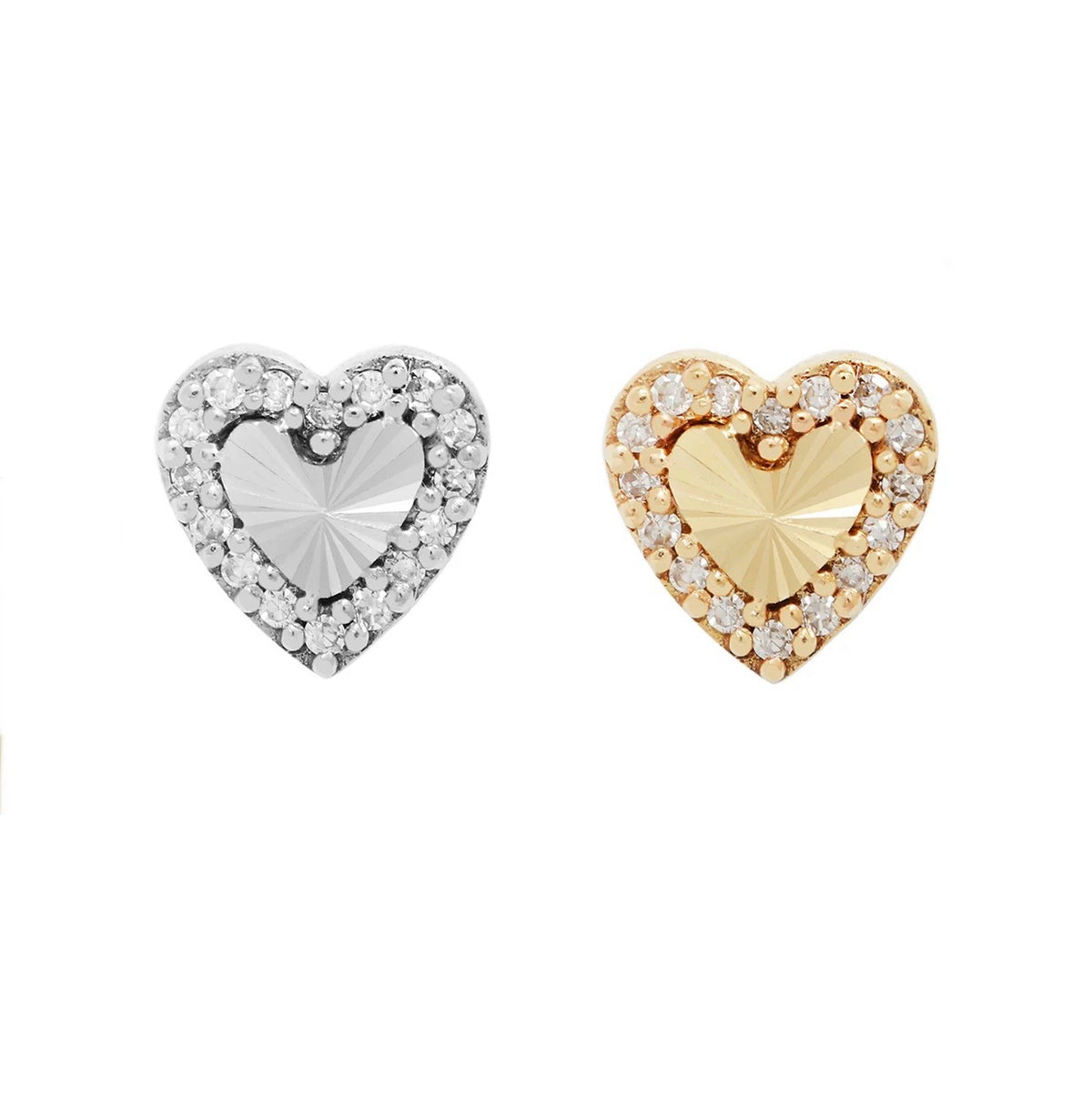 Buddha Jewelry Organics 14k gold 5mm "Rebel Heart" with GENUINE DIAMONDS yellow and white gold stock image