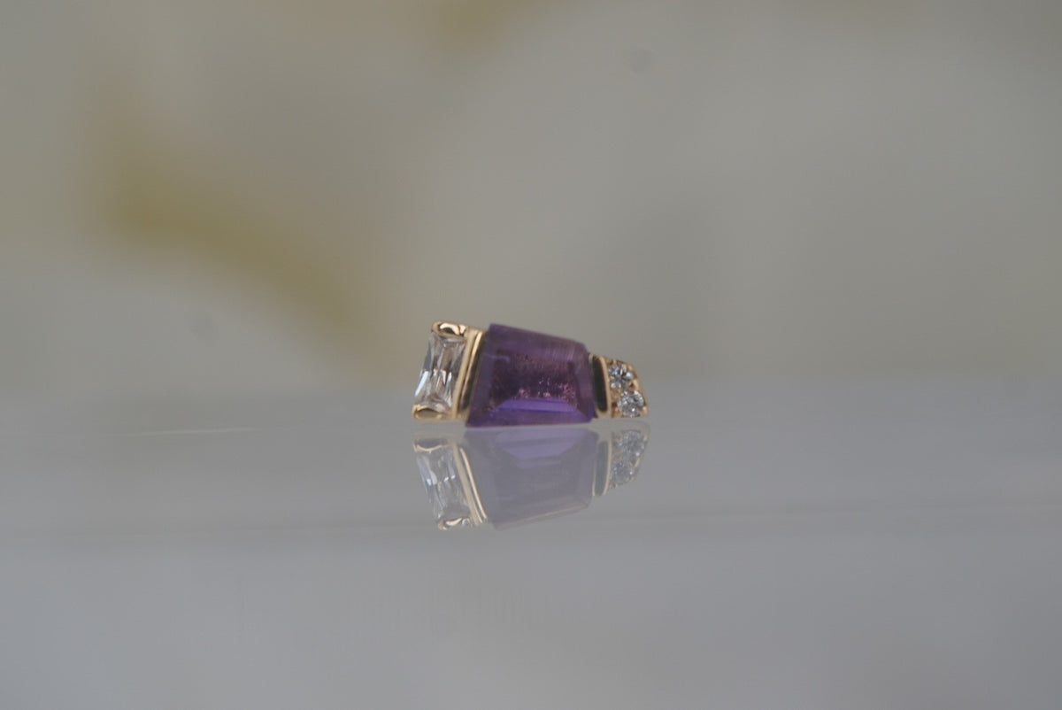 Buddha Jewelry 14k Gold "Saboteur" with Amethyst in THREADLESS Yellow gold