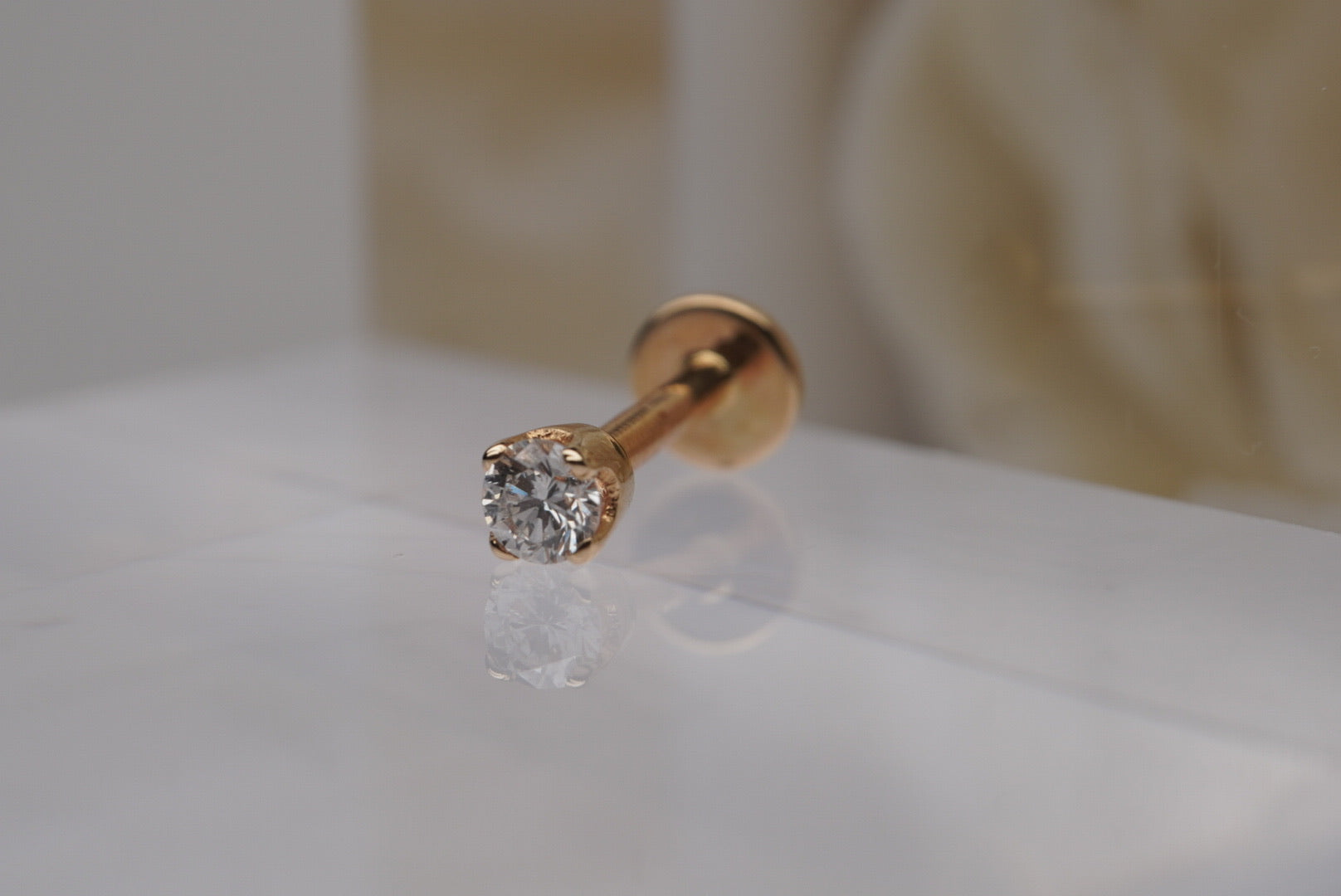 GENUINE DIAMOND in Yellow Gold- 4mm Prong PAIR