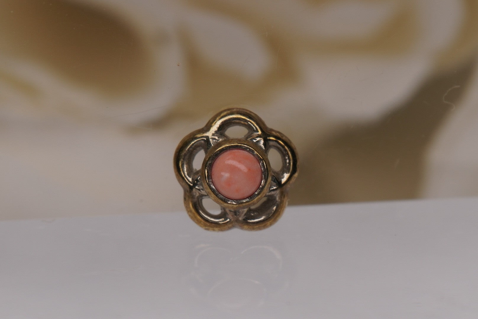 Tama in Antiqued White Gold Orange Coral