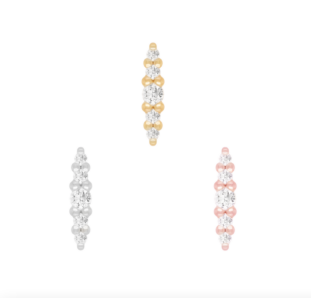 Buddha Jewelry Organics 14k 5.7mm x 1.3mm "Nala" THREADLESS with GENUINE Diamonds stock image