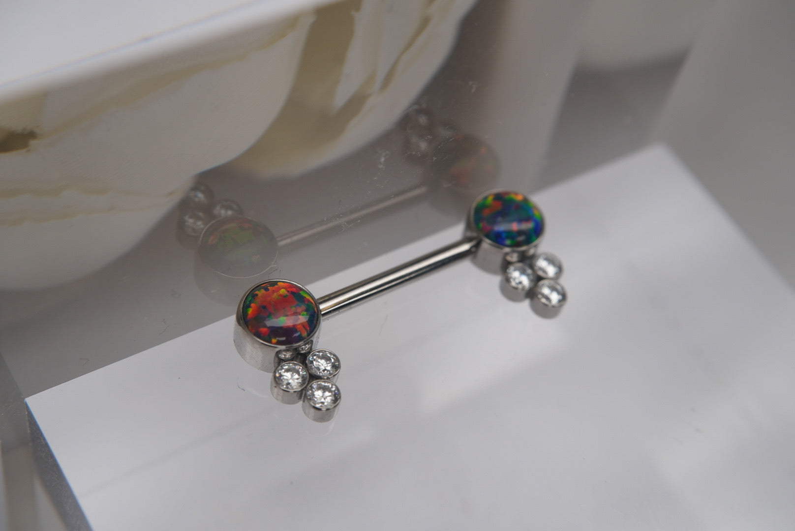 Bijoux Side-Set with Black Opals (PAIR)