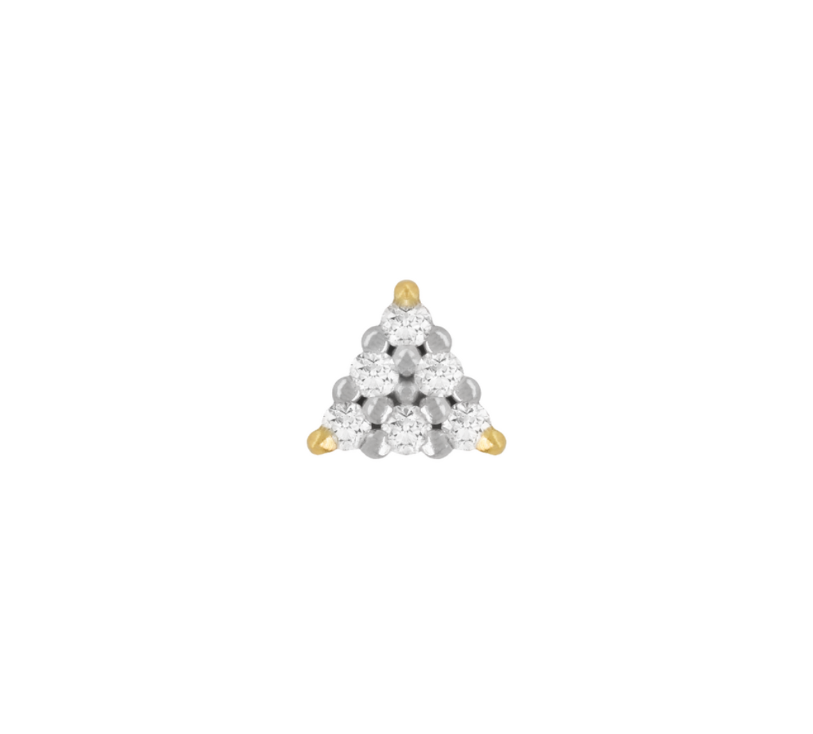 Buddha Jewelry Organics 14k Various Gold Color Options 2.2mm "Vain" THREADLESS with GENUINE Diamonds in yellow gold stock image