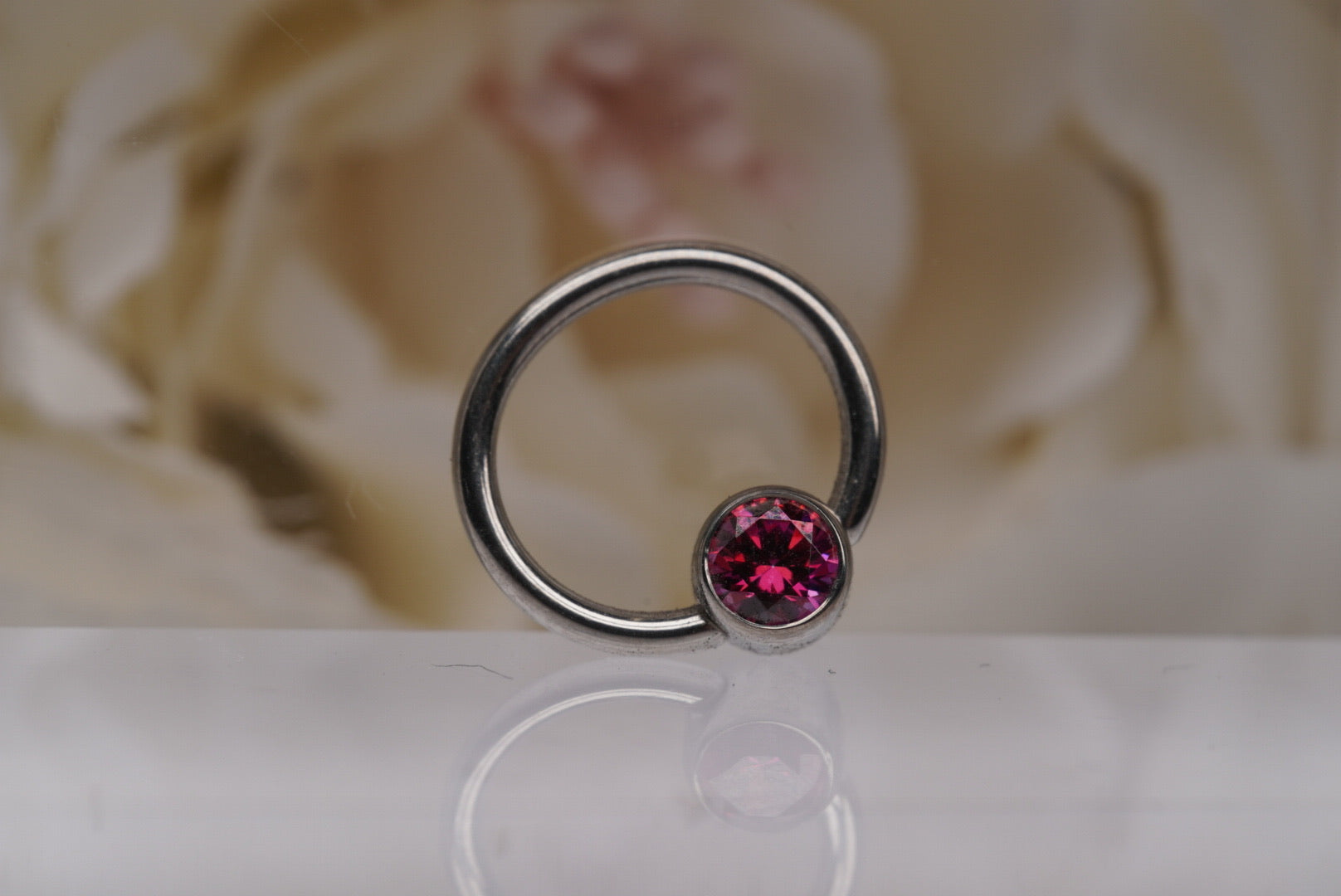 Captive Bead with Hot Pink Crystal