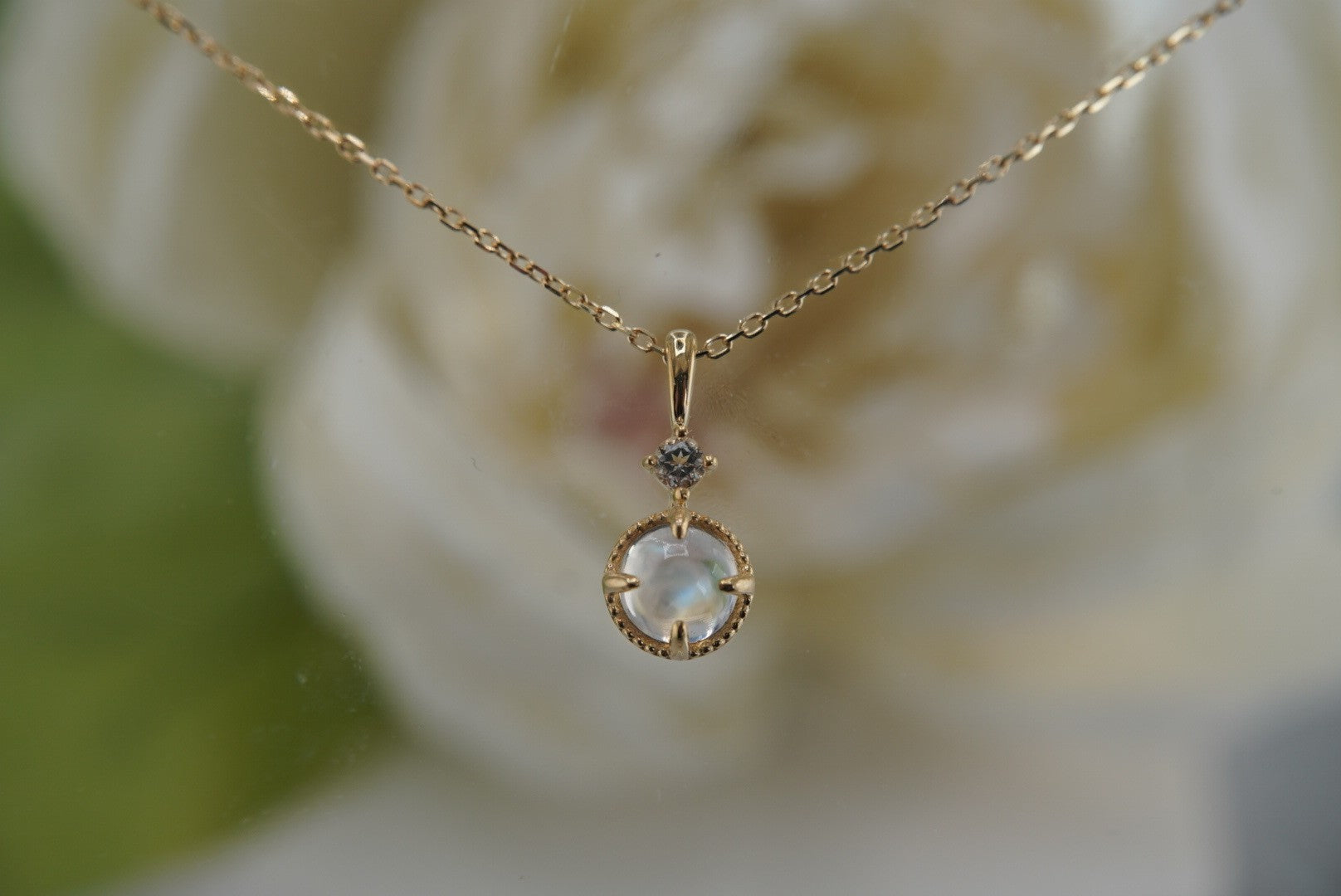 Manifest Necklace with Rainbow Moonstone and White Topaz