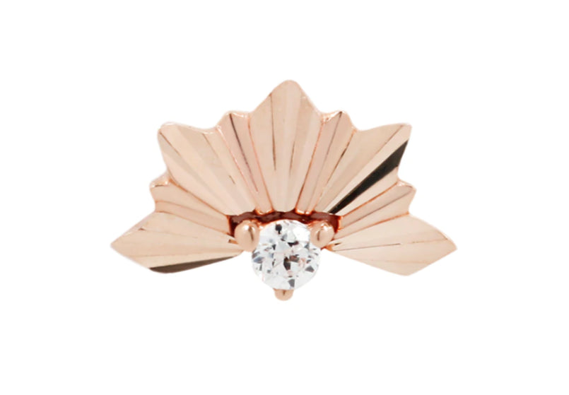 Buddha Jewelry Organics 14k 4.3 x 3.8mm "Surrender" THREADLESS with a crystal rose gold stock image