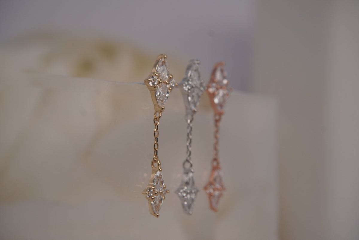 Buddha Jewelry Organics 14k 4.5x20.5mm "Ethereal Remix" with Crystals THREADLESS in yellow white and rose gold