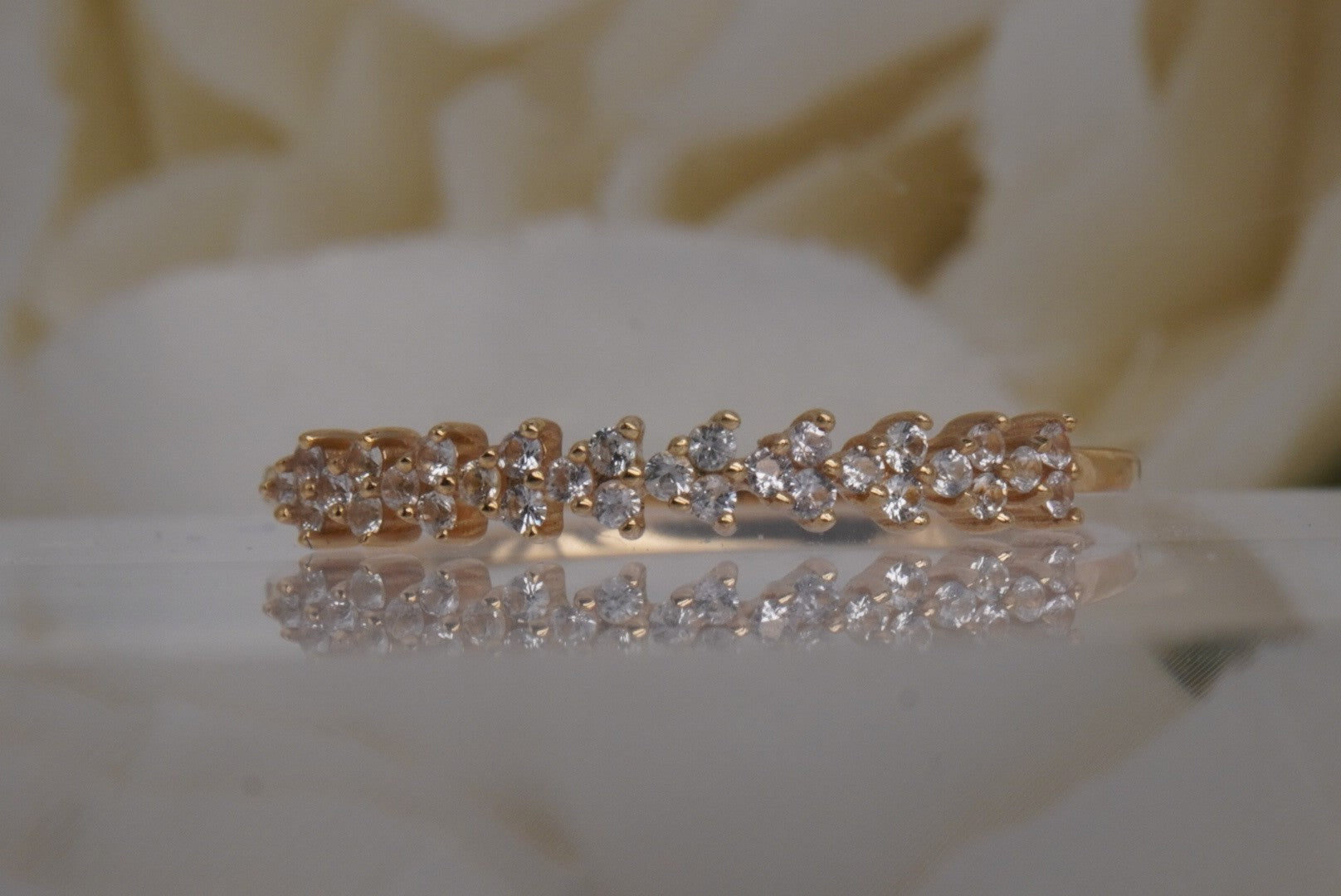 Parker Finger Ring with WHITE SAPPIRES in Yellow Gold