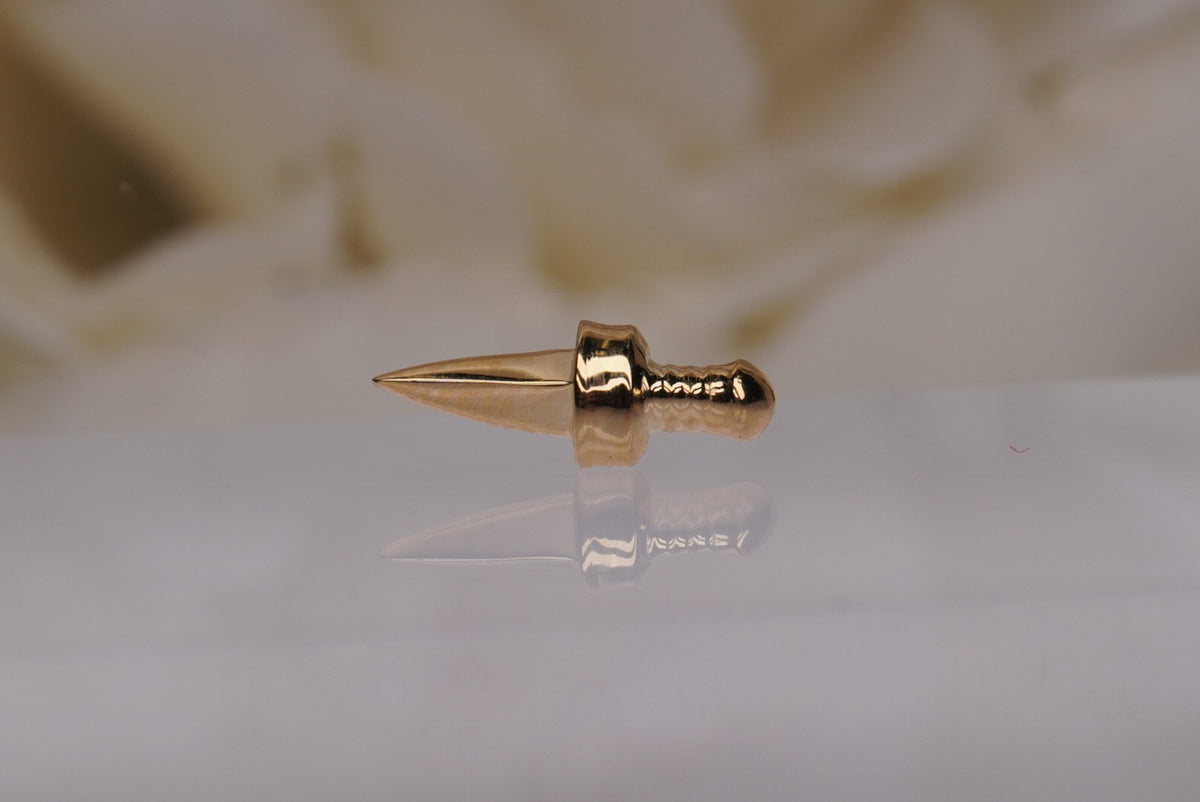 Tether 14k "Arya." Threadless Yellow gold white gold rose gold dagger