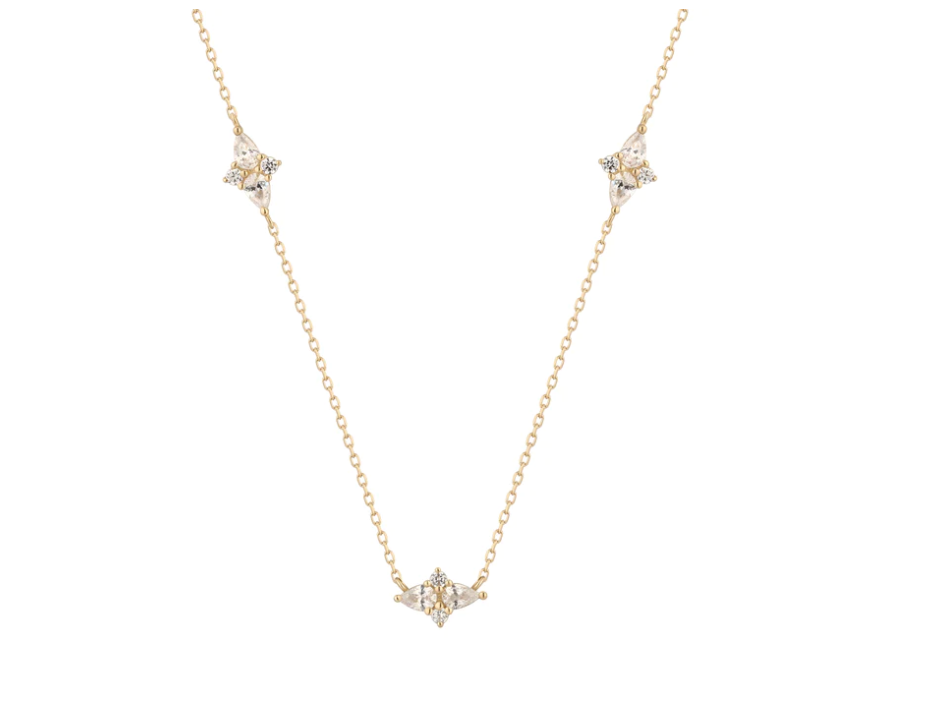Elysian Necklace with WHITE SAPPHIRES in Yellow Gold