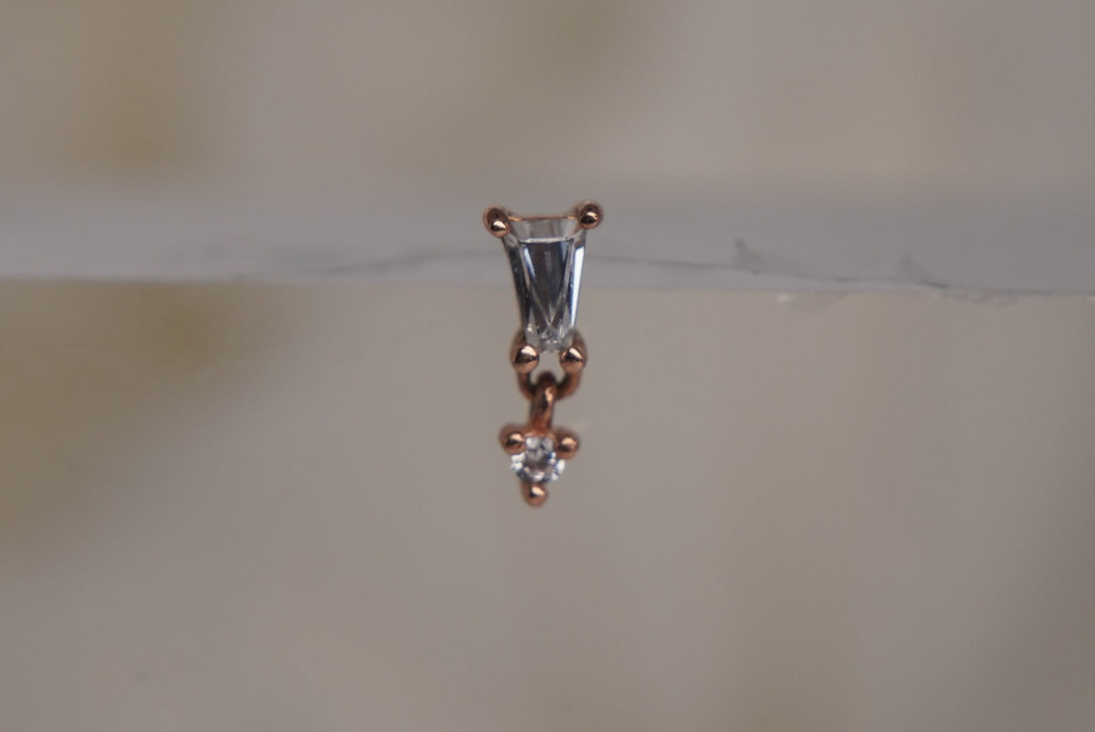 Buddha Jewelry Organics 14k 7x3mm "Yves" with Crystals dangle in rose gold