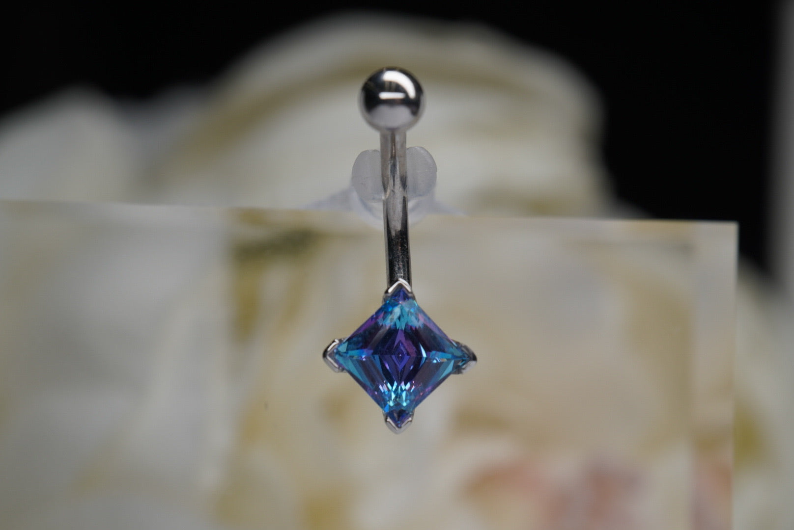 Iridescent Purple Princess Cut in White Gold