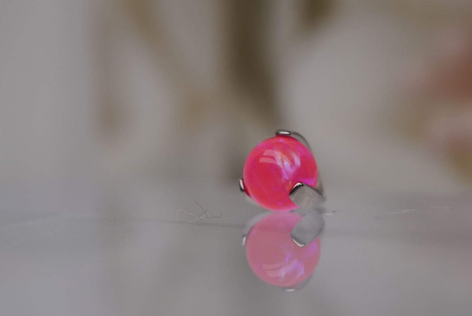 Hot Pink Opal Prong Setting- 16/18g