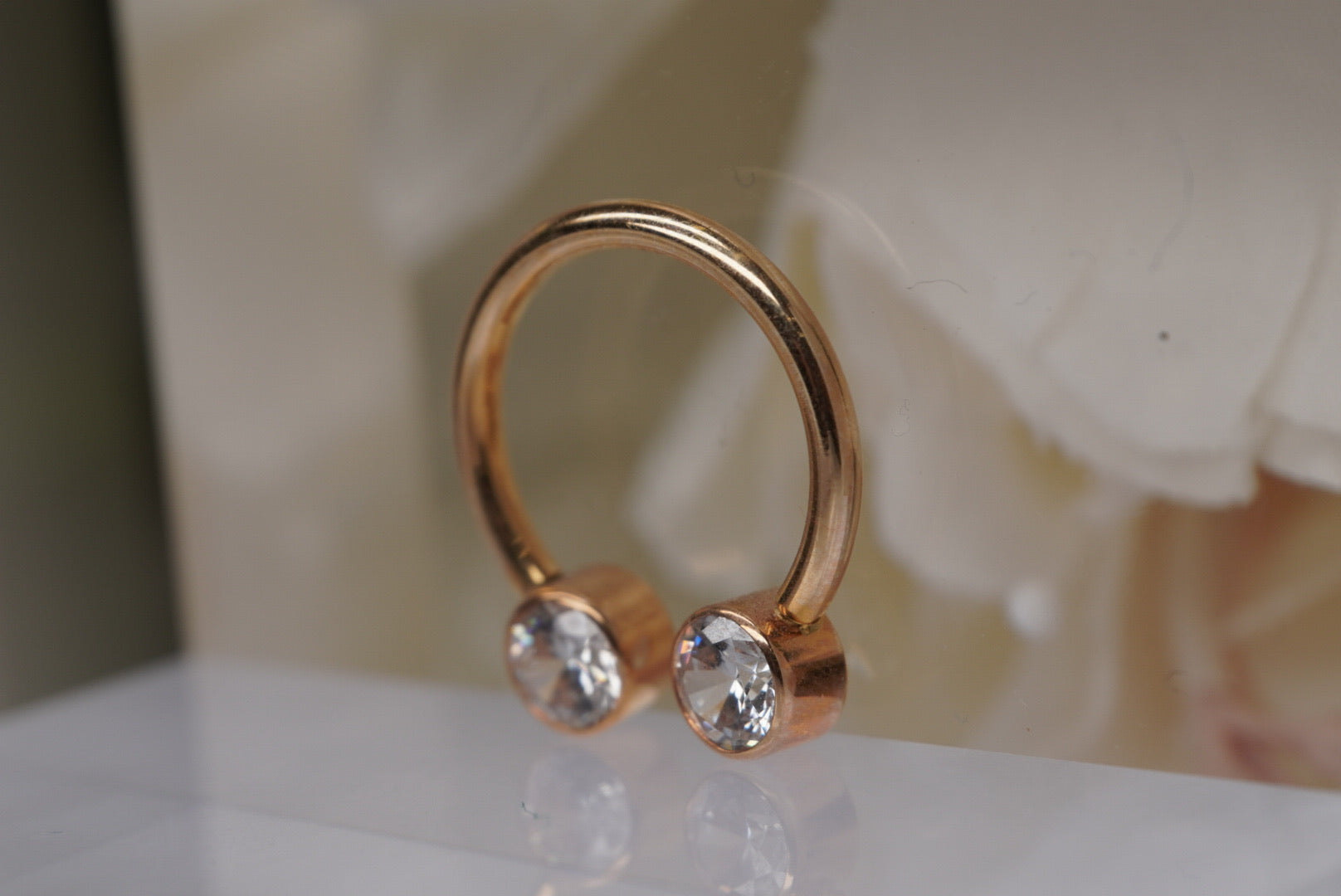 Circular Barbell in Yellow Gold with Crystals- 14g 1/2"