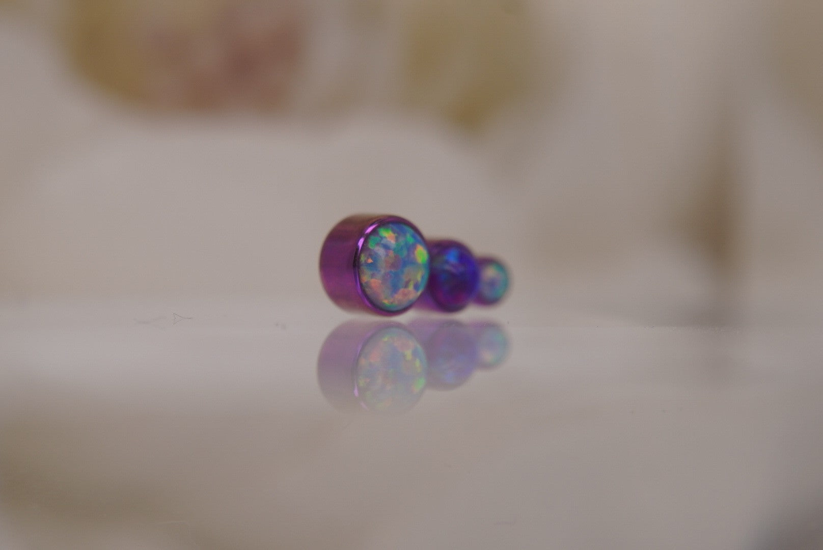 3-Gem (Lavender Opals)- 16g Anodized Purple