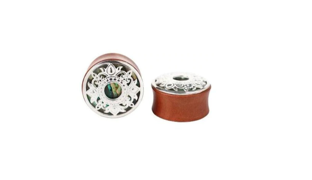 Philomena- Silver Plated with Abalone front view