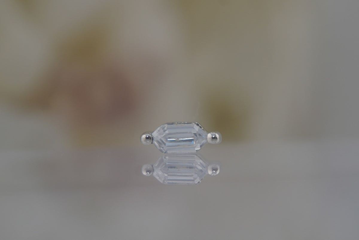 Buddha Jewelry Organics 14k 2x5mm "Oh! My My" THREADLESS with Crystal white gold