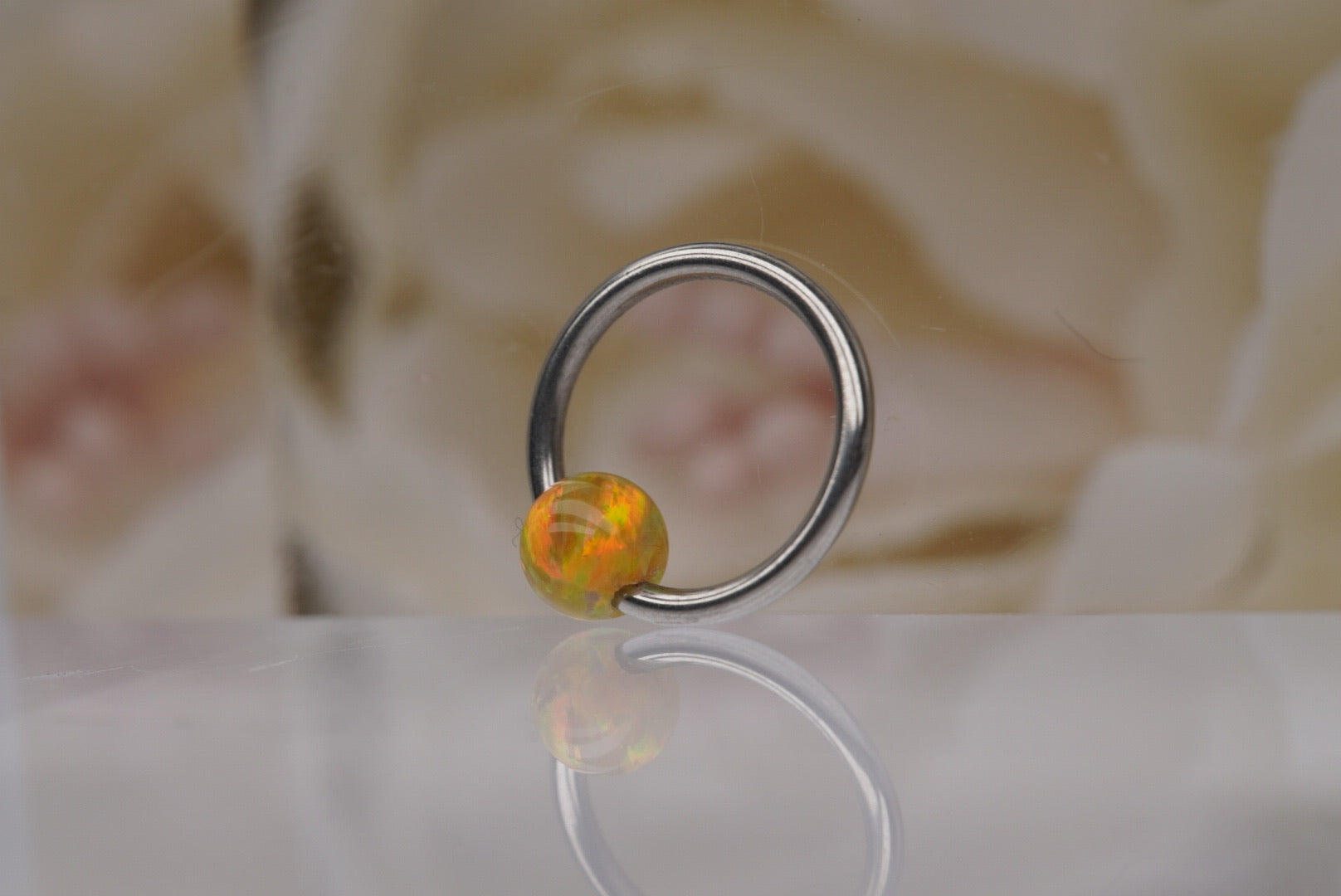 3mm Captive Bead- Yellow Opal