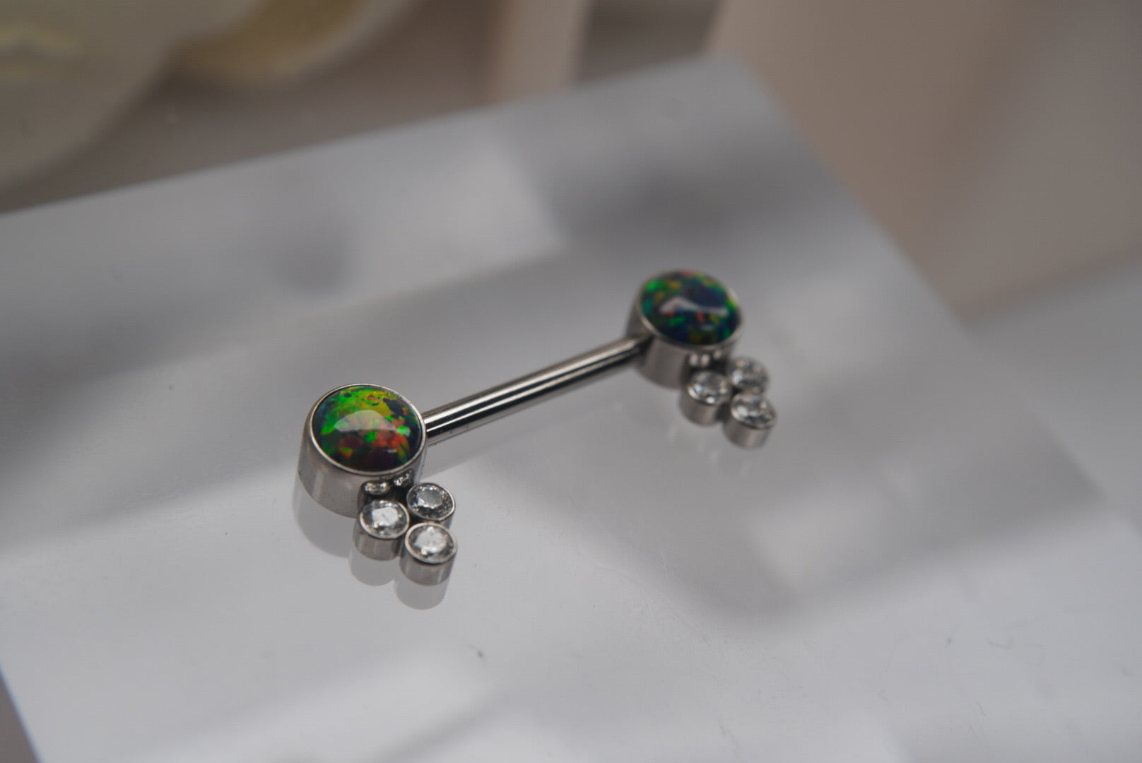 Bijoux Side-Set with Black Opals (PAIR)