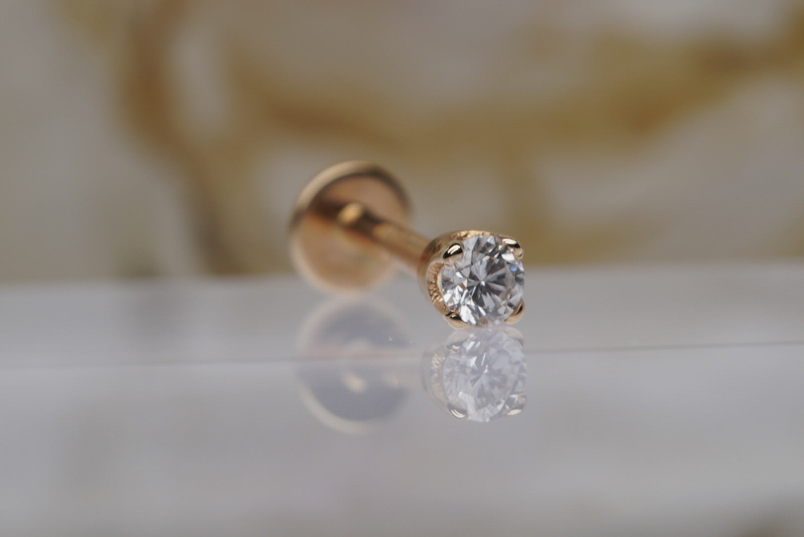 GENUINE DIAMOND in Yellow Gold- 4mm Prong PAIR
