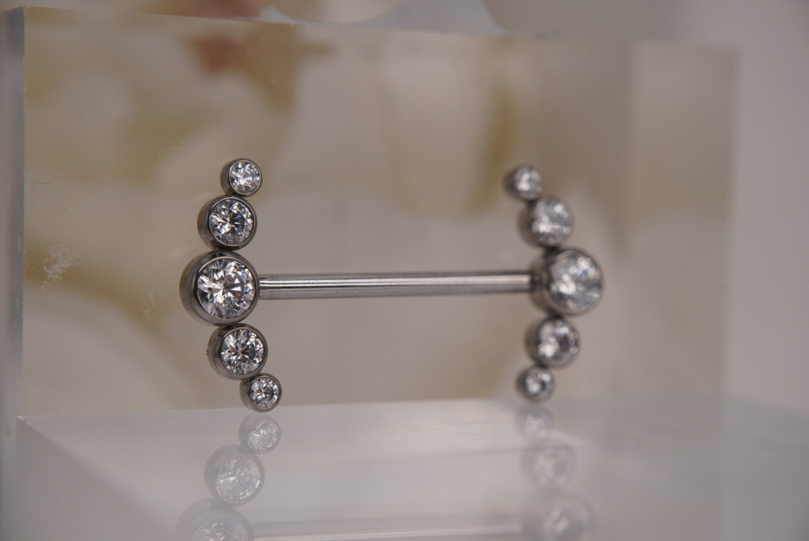 Prium Nipple Barbell Ends with White Crystals