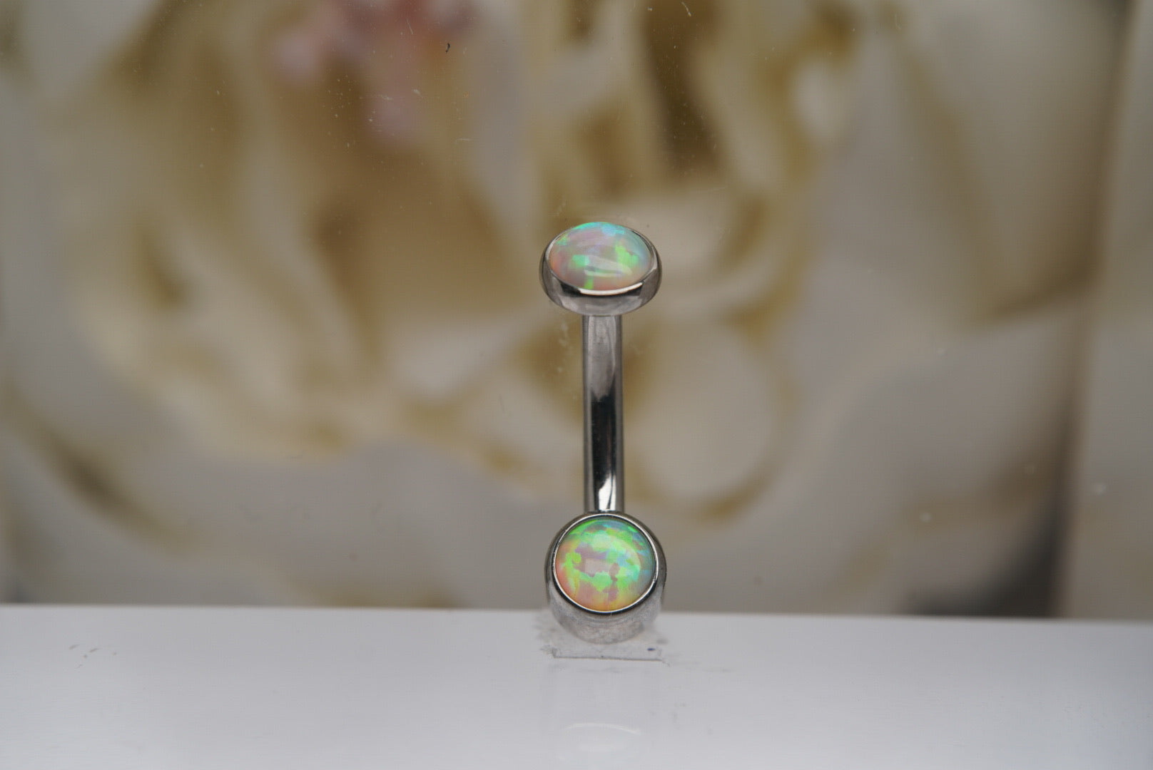 Light Yellow Opal Navel in a Bezel Setting (4mm/4mm)