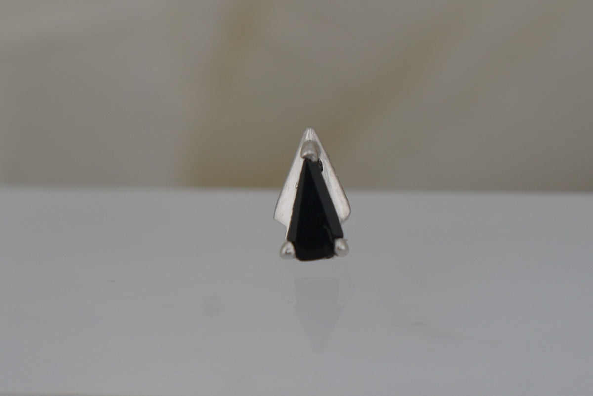 Buddha Jewelry Organics 14k 5x3mm "It Was All a Dream" THREADLESS with Black Agate Yellow gold white gold rose gold