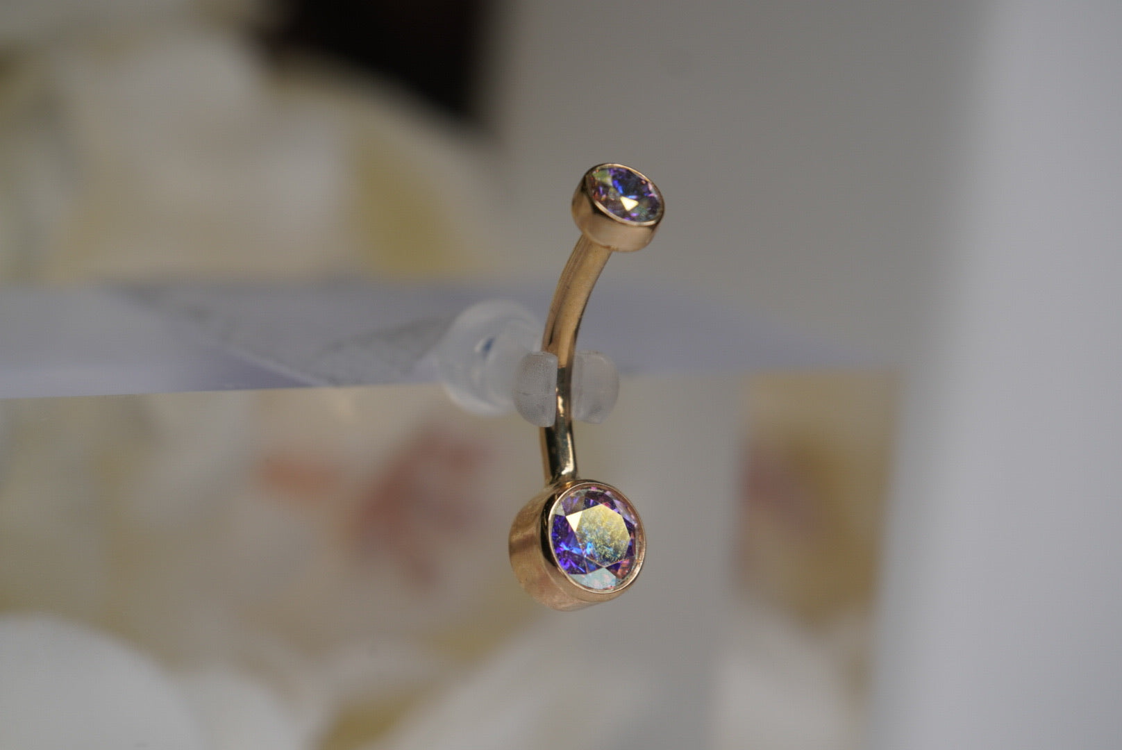 Aurora Borealis Bezel Navel in Yellow Gold