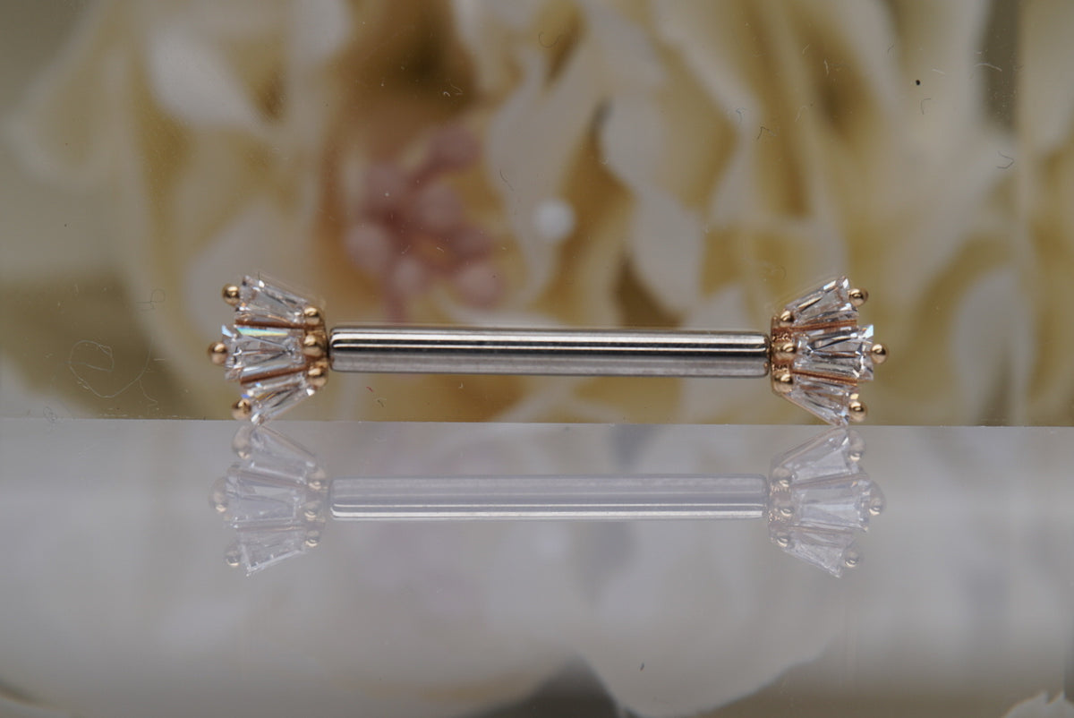 Buddha Jewelry Organics 14k Gold Forward Facing "Gemma Trois" with Crystals Threadless Yellow gold white gold rose gold