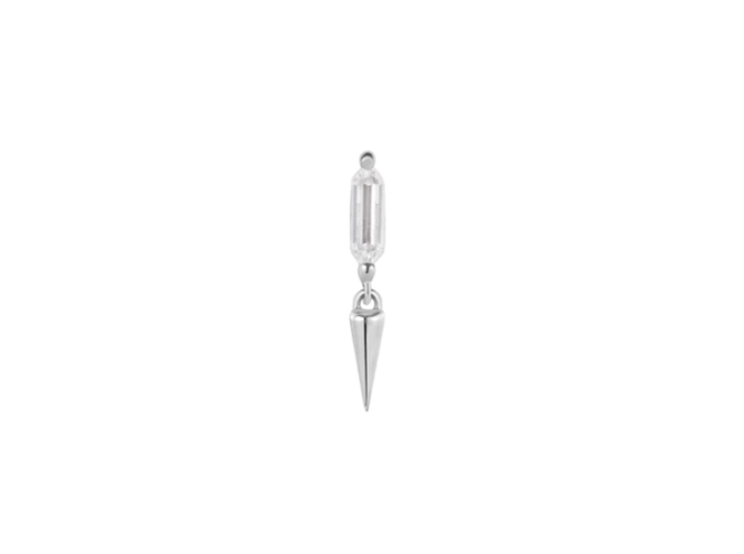 Buddha Jewelry Organics 14k12x1.5mm "Musea" THREADLESS with Crystals in white gold stock image
