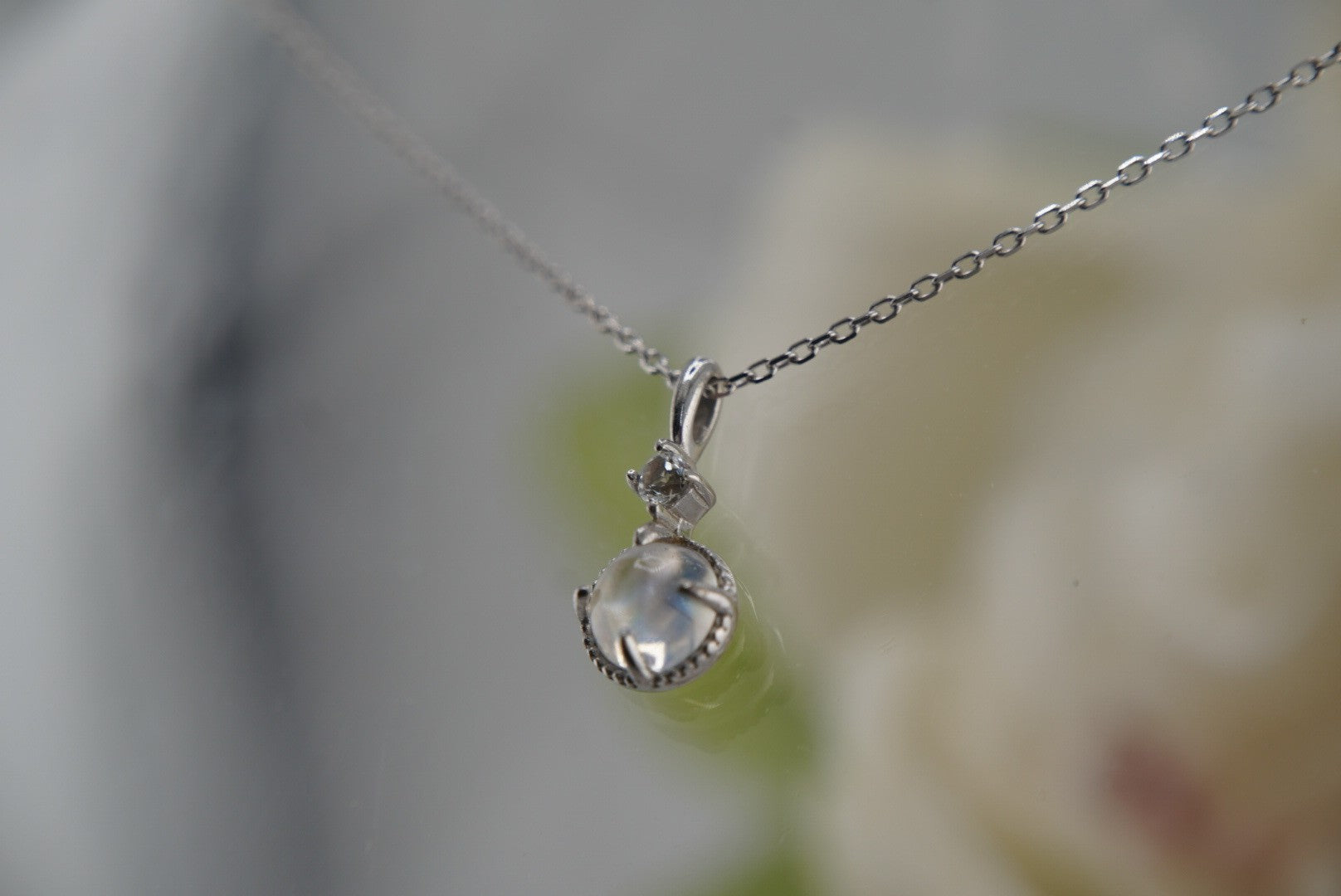 Manifest Necklace with Rainbow Moonstone and White Topaz
