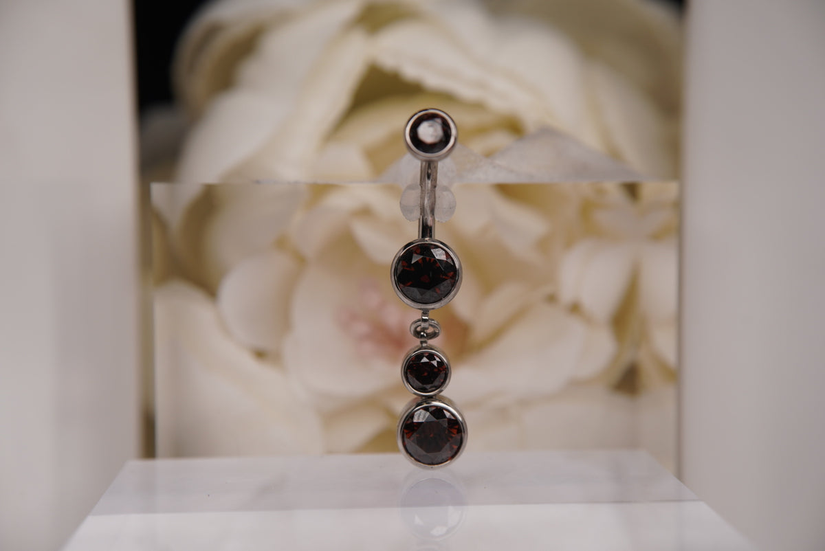 Navel Dangle in a Bezel Setting (6mm/4mm/6mm) brown