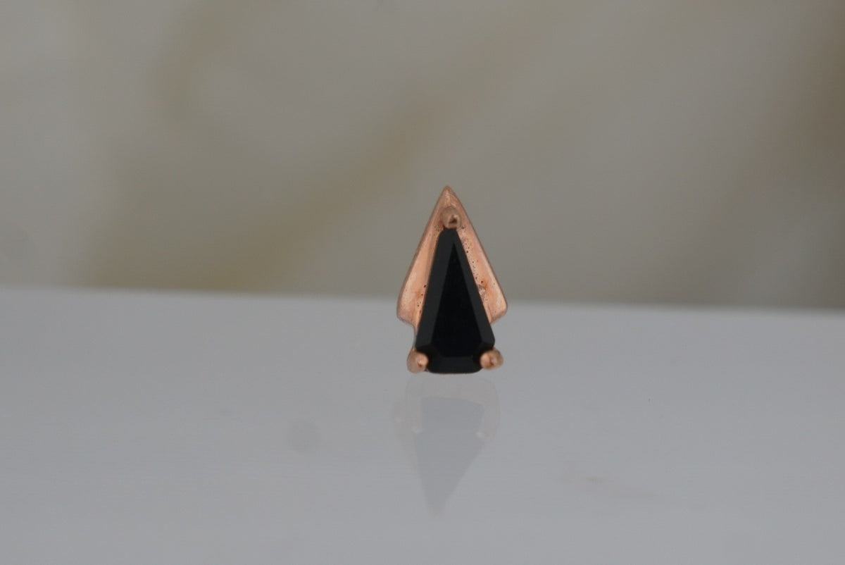 Buddha Jewelry Organics 14k 5x3mm "It Was All a Dream" THREADLESS with Black Agate Yellow gold white gold rose gold