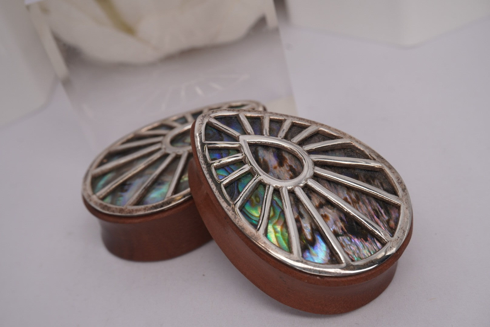 Beam Teardrop- Silver Plated with Abalone